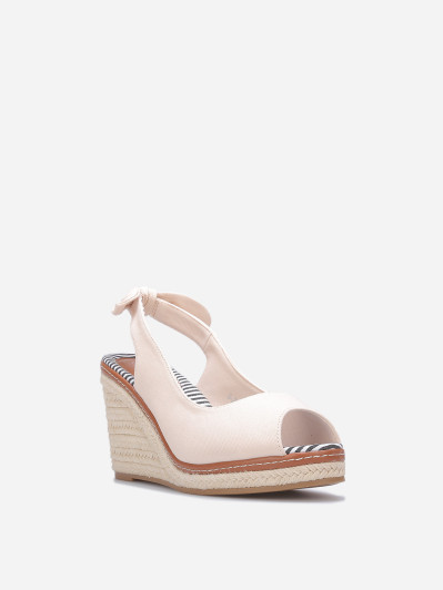 Sandales compensées peep toes beige