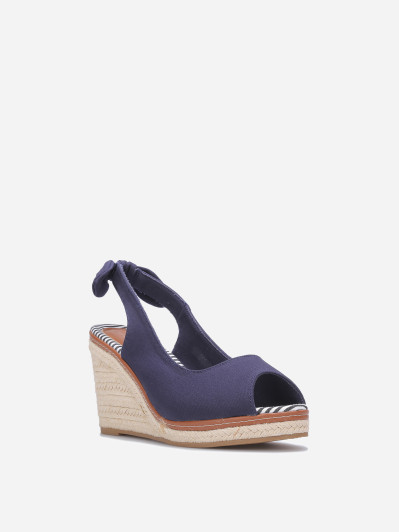 Sandales compensées peep toes bleu marine