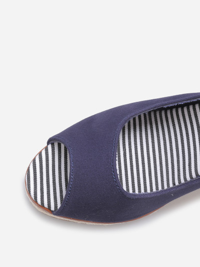 Sandales compensées peep toes bleu marine