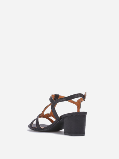 Sandales irisées à talon carré noir intemporel