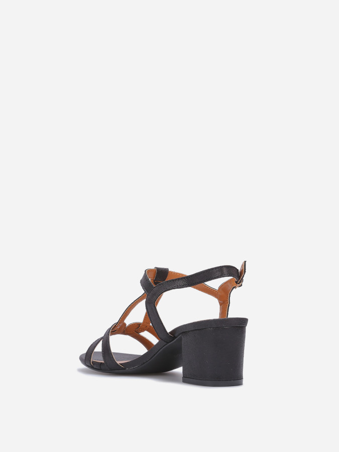 Sandales irisées à talon carré noir intemporel