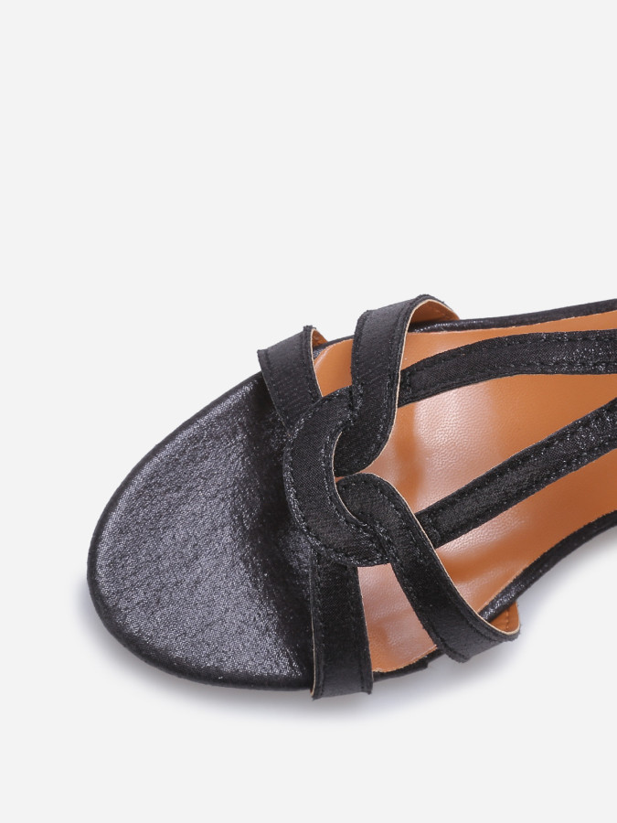 Sandales irisées à talon carré noir intemporel