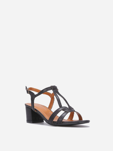 Sandales irisées à talon carré noir intemporel