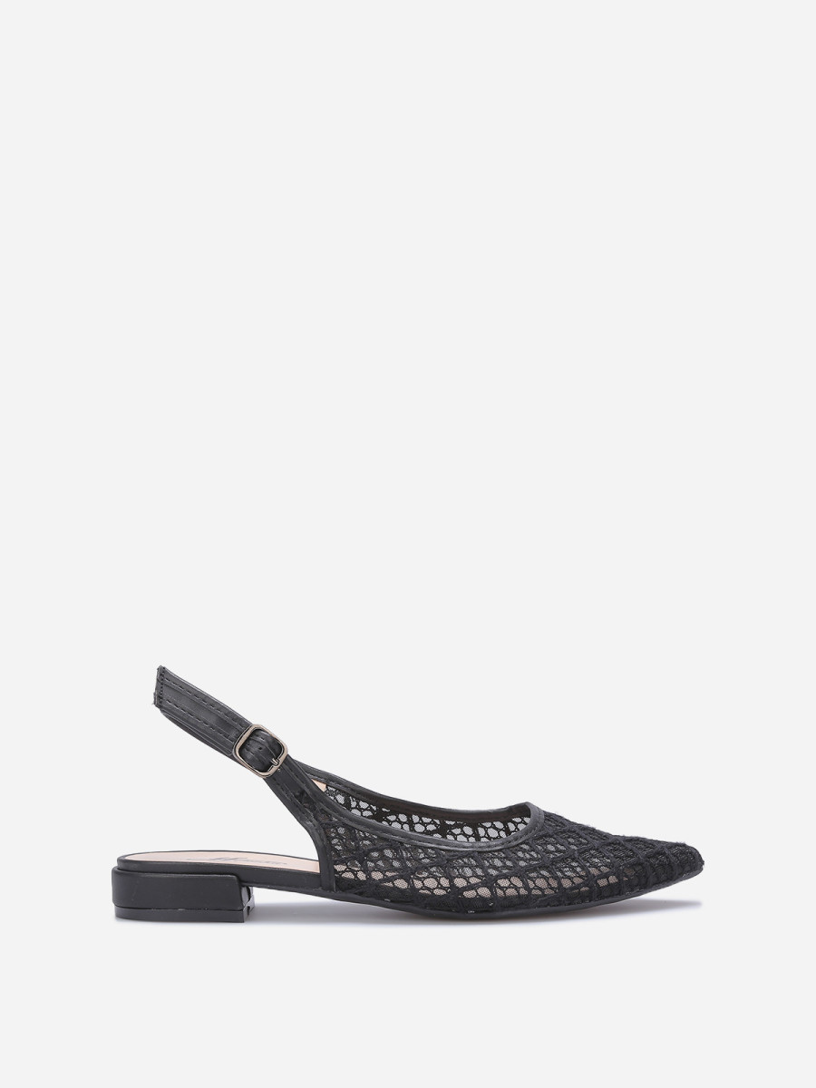 Ballerines slingback en crochet noires