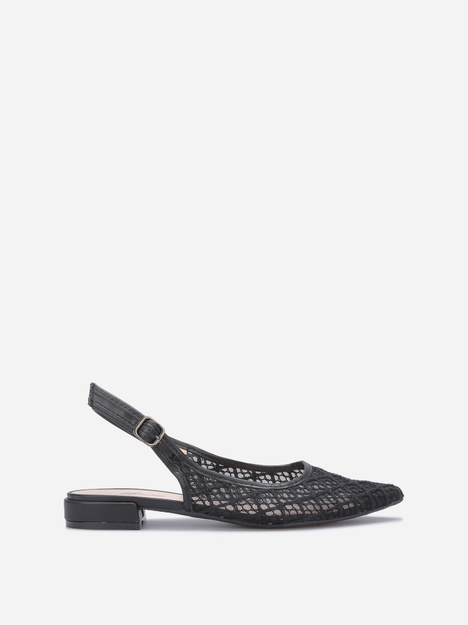 Ballerines slingback en crochet noires