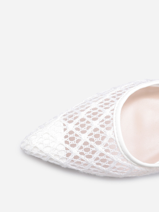 Ballerines slingback en crochet blanches