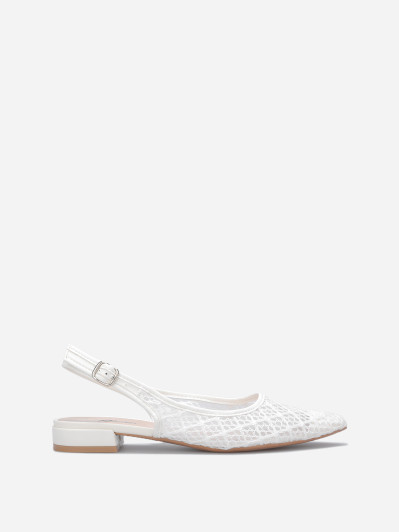 Ballerines slingback en crochet blanches