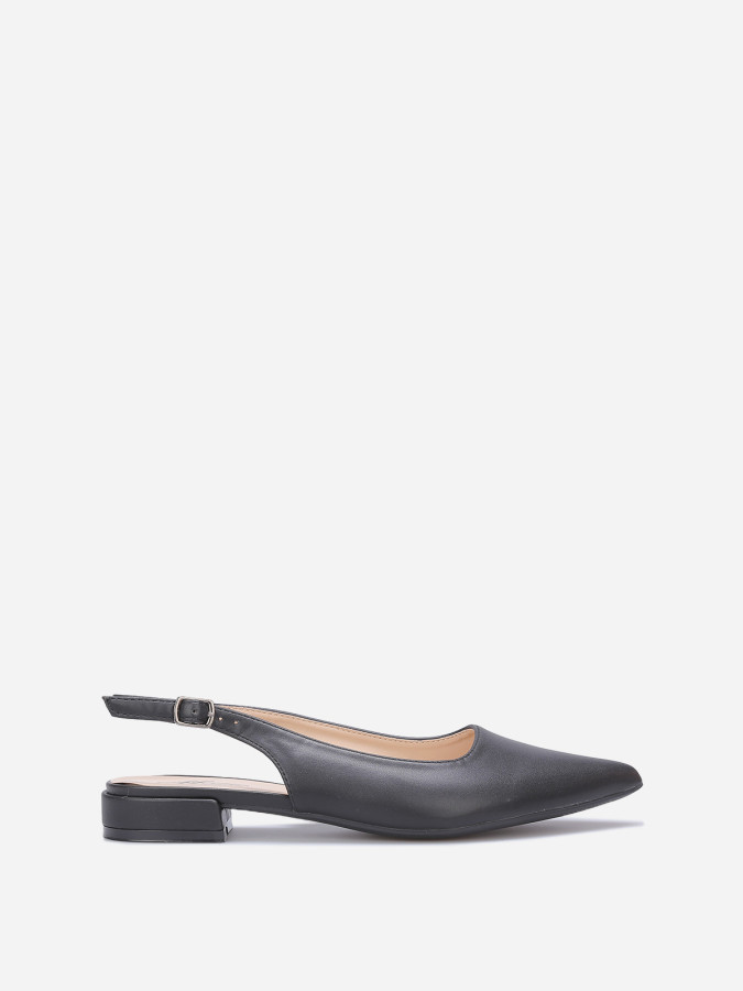 Ballerines slingback à petit talon noires