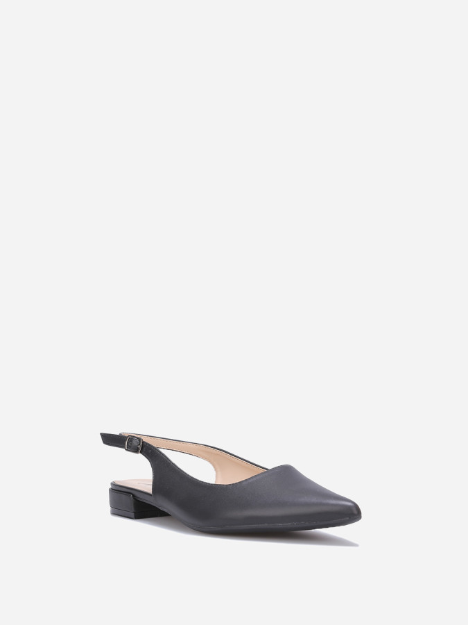 Ballerines slingback à petit talon noires