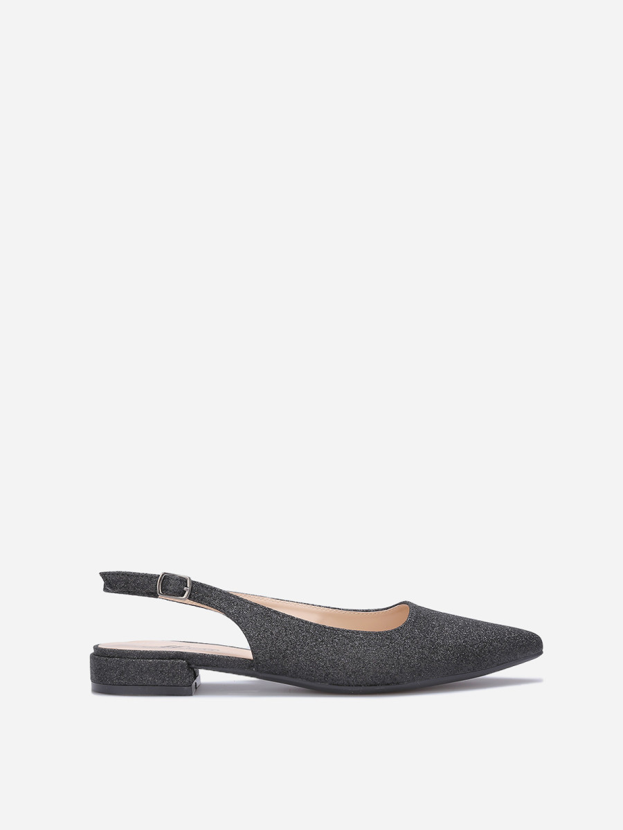 Ballerines slingback à paillettes noires