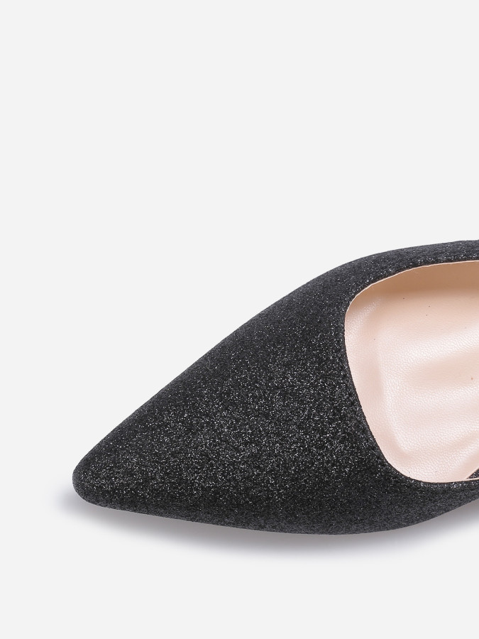 Ballerines slingback à paillettes noires