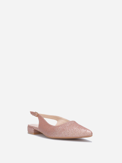 Ballerines slingback à paillettes rose dorées