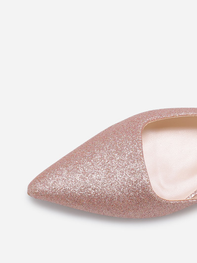 Ballerines slingback à paillettes rose dorées