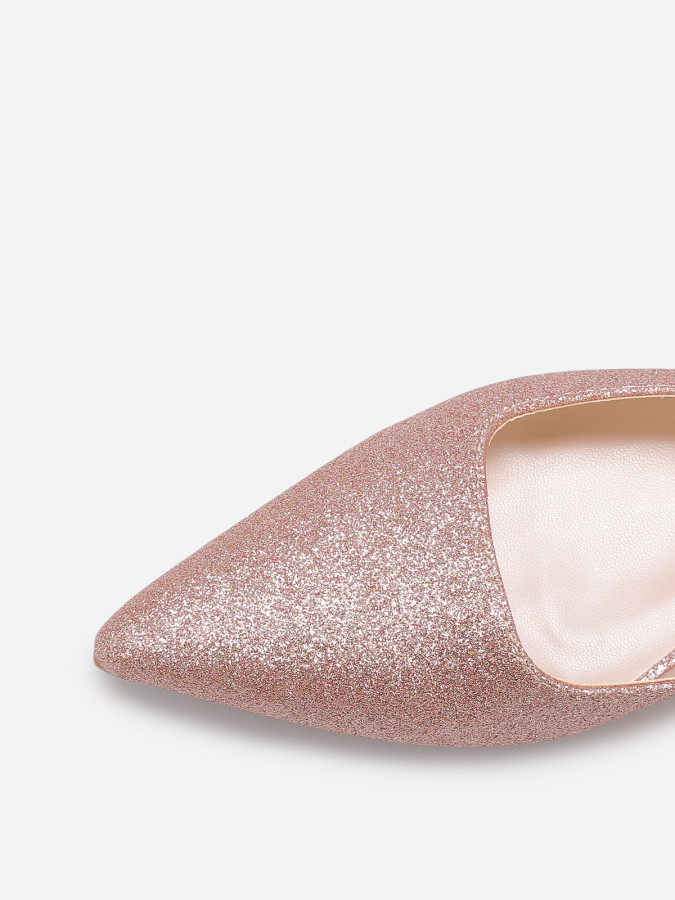 Ballerines slingback à paillettes rose dorées