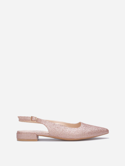 Ballerines slingback à paillettes rose dorées