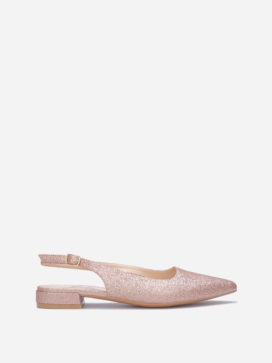 Ballerines slingback à paillettes rose dorées