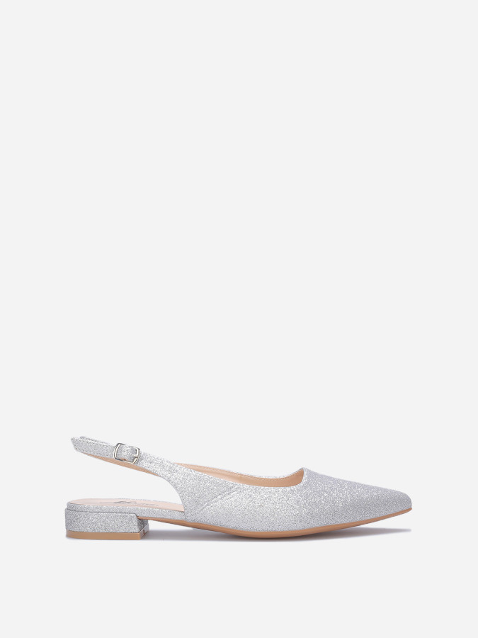 Ballerines slingback à paillettes argentées