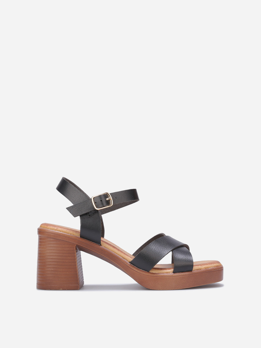 Sandales à plateforme et talon noires