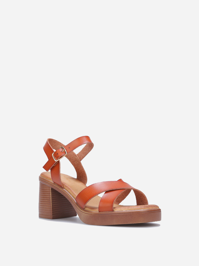 Sandales à plateforme et talon camel