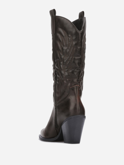 Bottes western en simili à surpiqûres