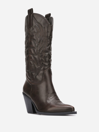 Bottes western en simili à surpiqûres