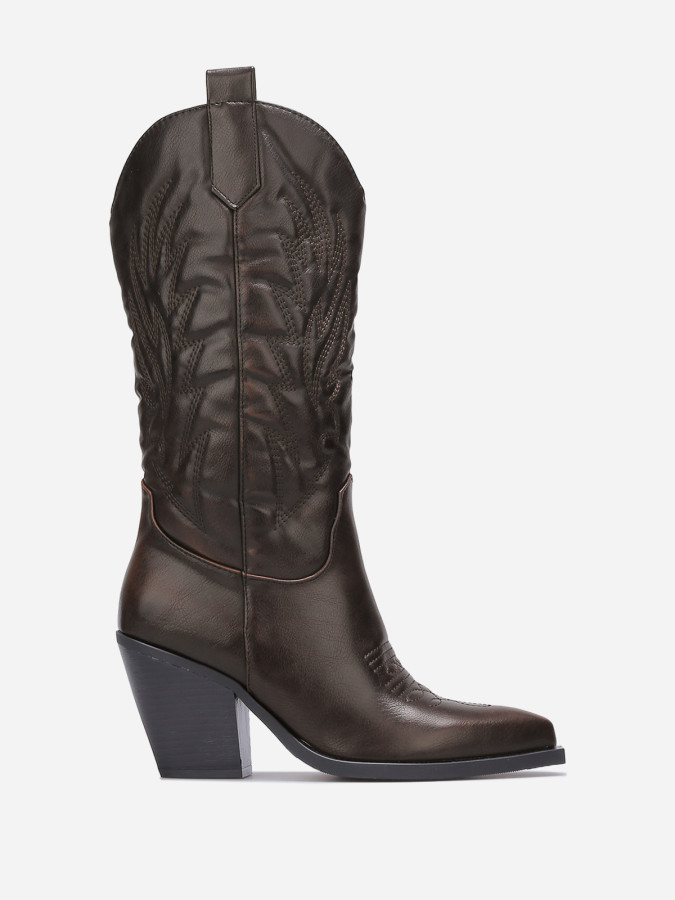Bottes western en simili à surpiqûres
