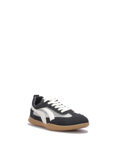 Baskets rétro à détail ajouré nori et beige