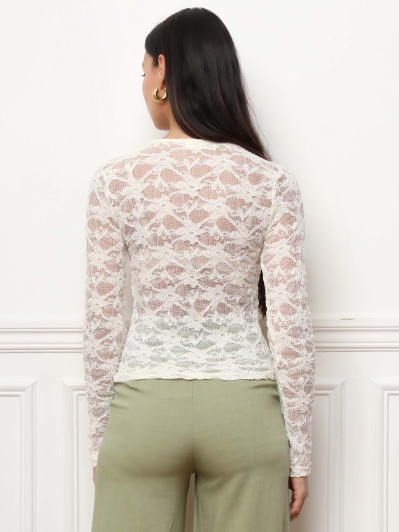 Haut en dentelle beige romantique