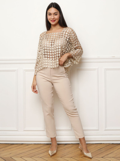 Top doré style fleurs en crochet