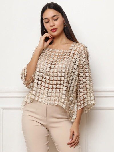 Top doré style fleurs en crochet