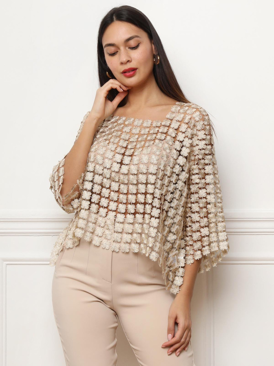 Top doré style fleurs en crochet