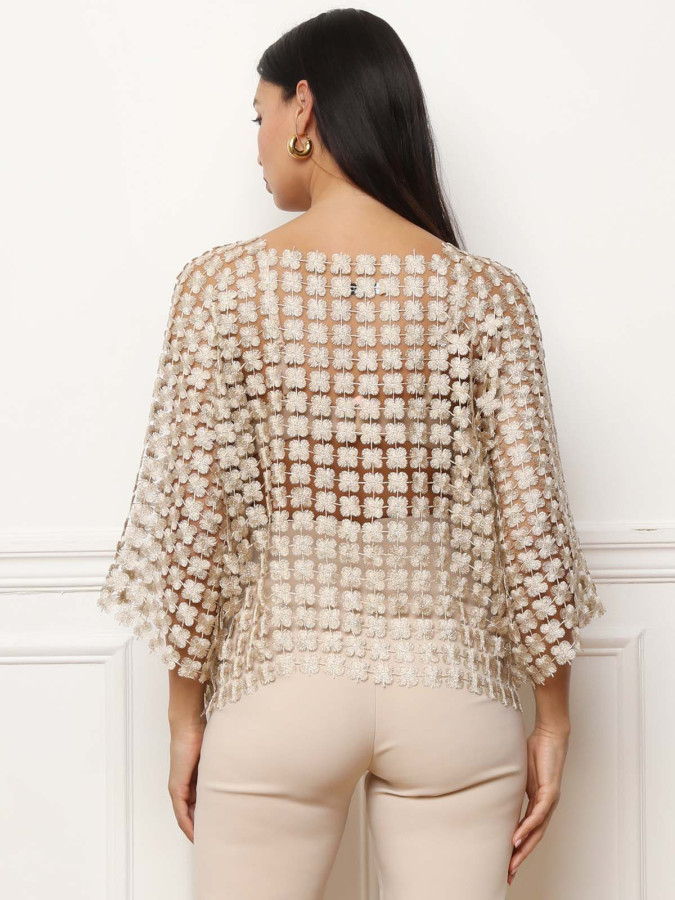 Top doré style fleurs en crochet