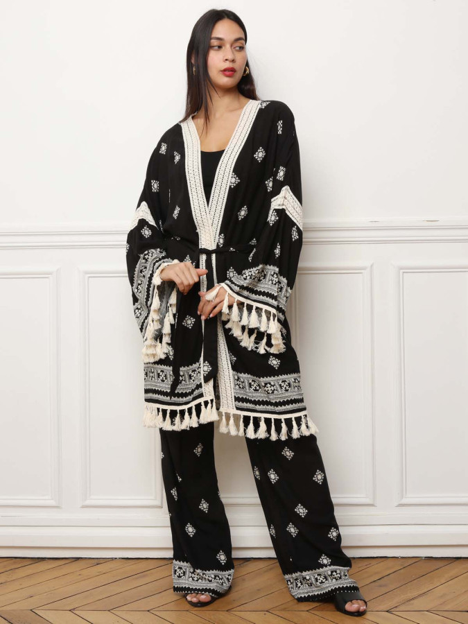 Pantalon noir fluide style bohème