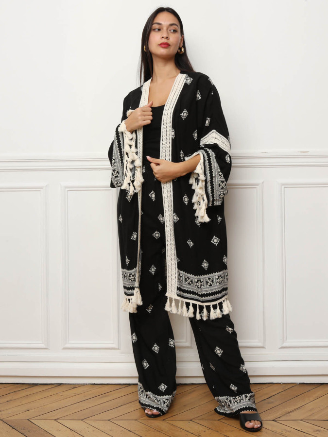 Pantalon noir fluide style bohème