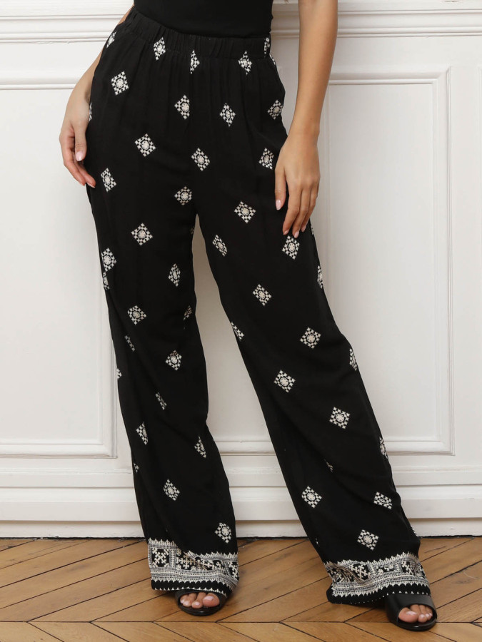 Pantalon noir fluide style bohème