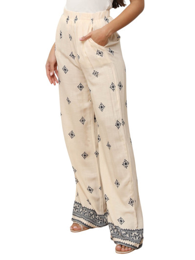 Pantalon beige fluide style bohème