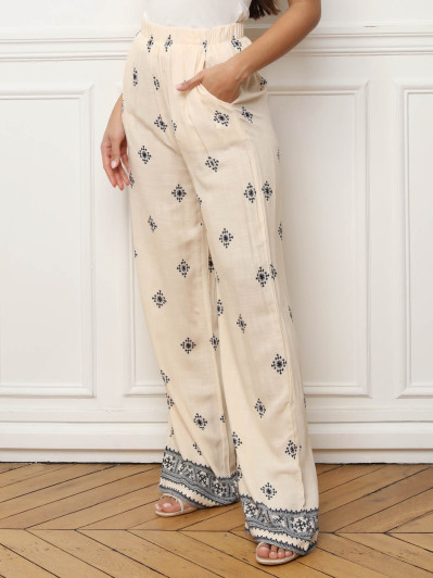 Pantalon beige fluide style bohème