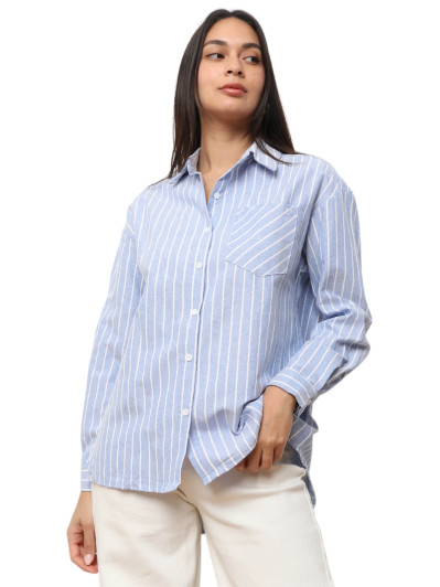 Chemise à rayures bleue et blanche