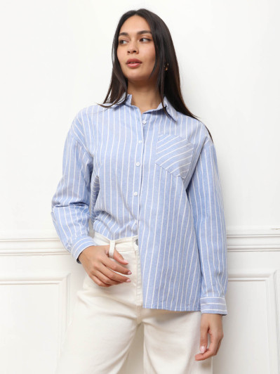 Chemise à rayures bleue et blanche