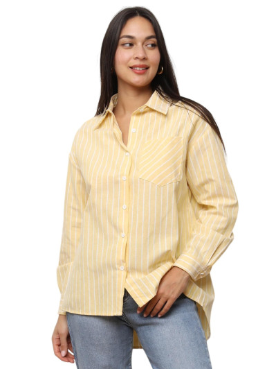 Chemise à rayures avec poche jaune