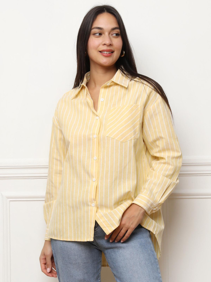 Chemise à rayures avec poche jaune