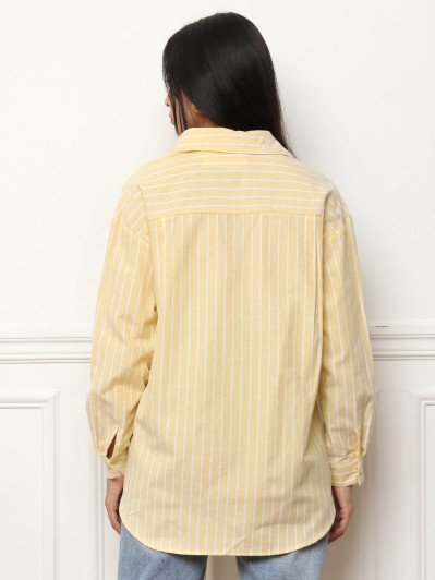Chemise à rayures avec poche jaune