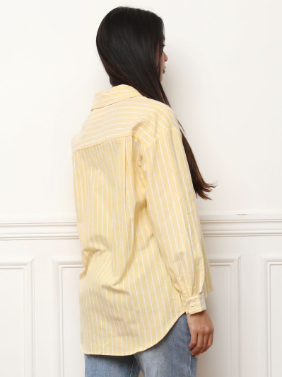 Chemise à rayures avec poche jaune