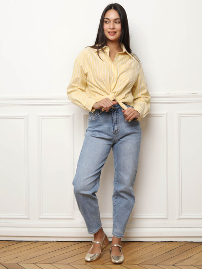 Chemise à rayures avec poche jaune