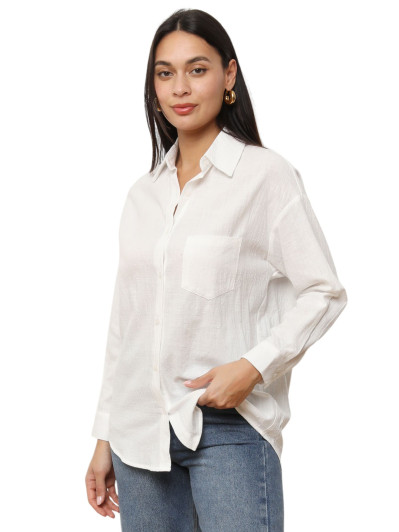 Chemise effet lin blanc