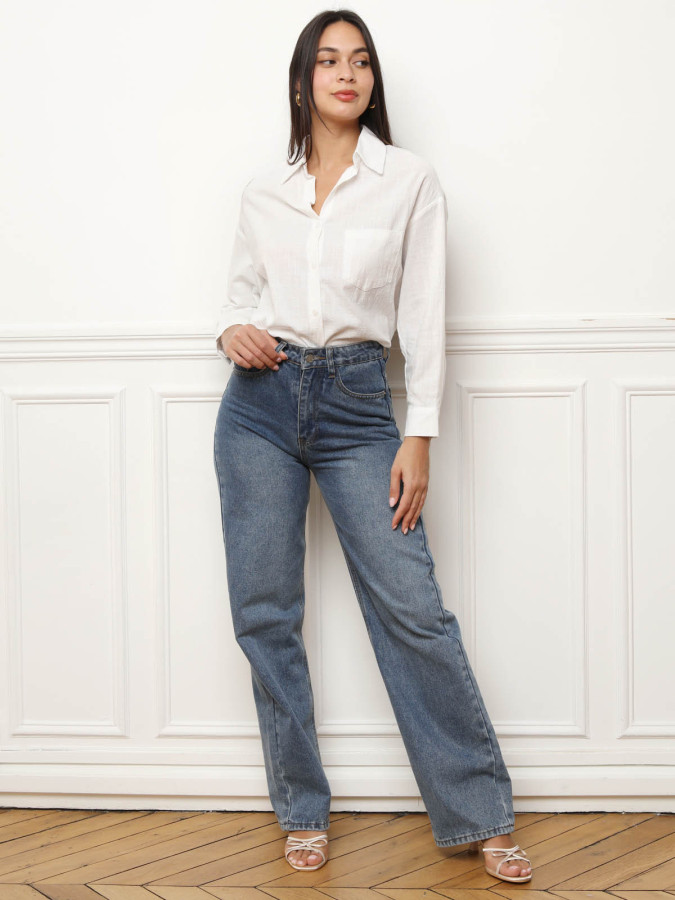 Chemise effet lin blanc