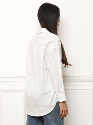 Chemise effet lin blanc