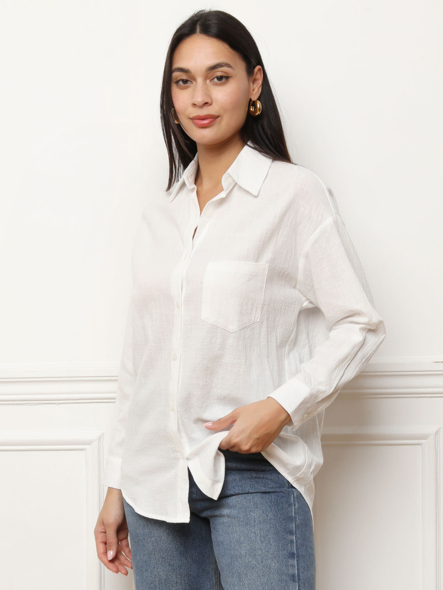 Chemise effet lin blanc