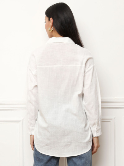Chemise effet lin blanc