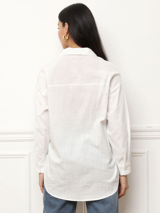 Chemise effet lin blanc